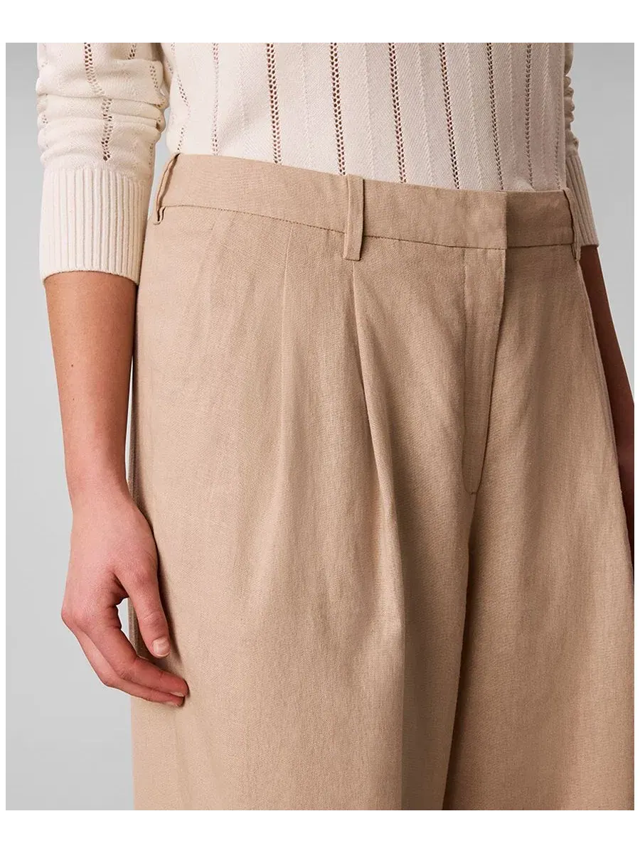 Брюки женские широкие с защипами Calvin Klein — изображение 4 из 5, коричневый
