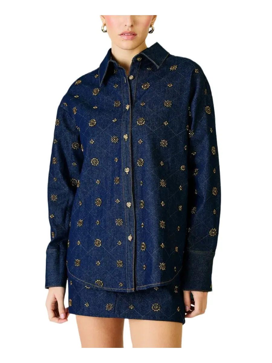 Джинсовая куртка с бисером Attina Beaded Denim Jacket Line & Dot — синий
