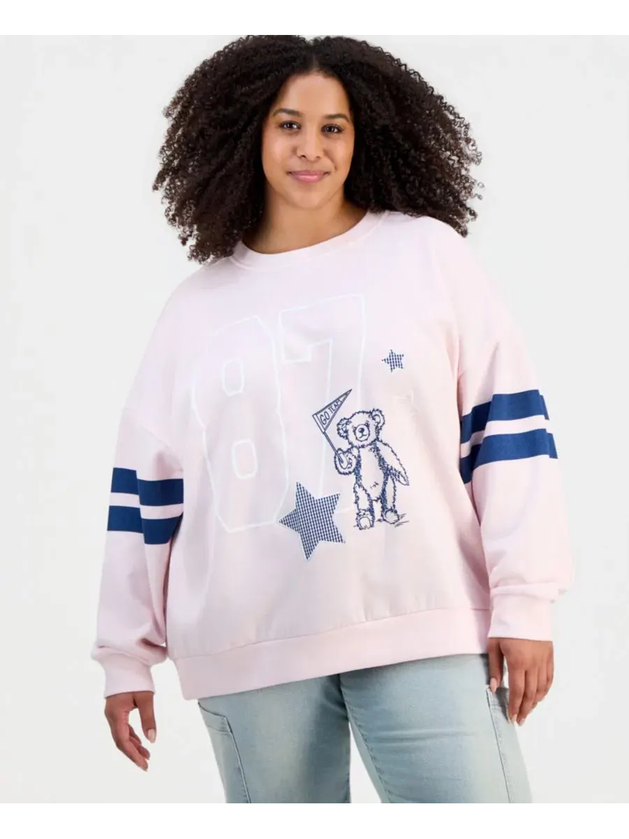 Свитшот женский из футера с вышивкой Varsity Rebel Veil — розовый