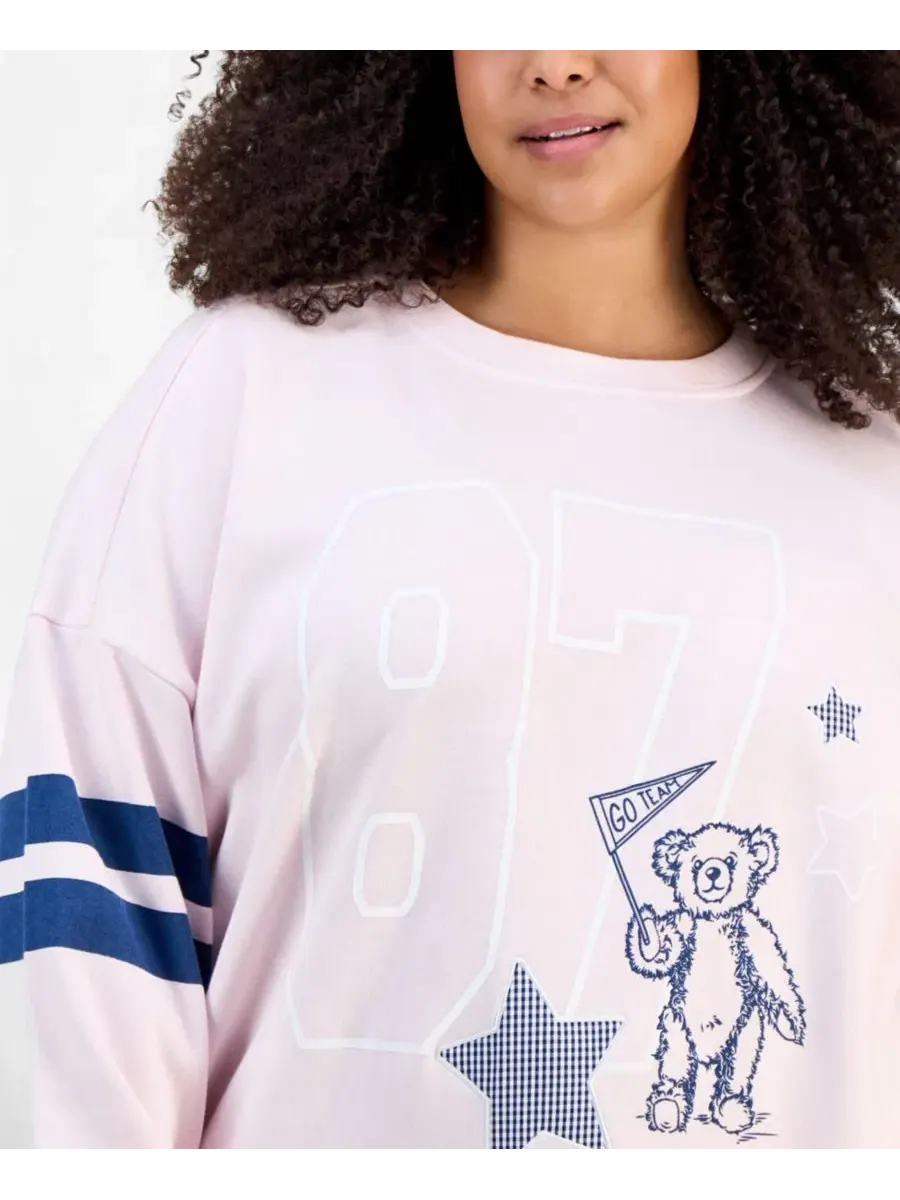 Свитшот женский из футера с вышивкой Varsity Rebel Veil — изображение 3 из 4, розовый