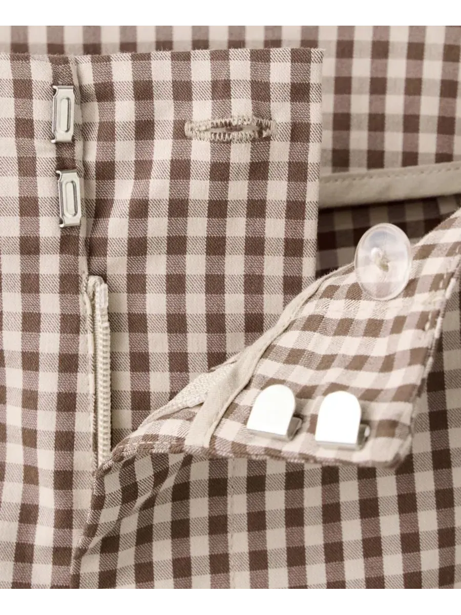 Капри с клетчатым принтом, модель Gingham Check Capri Trousers MANGO — изображение 2 из 6, коричневый