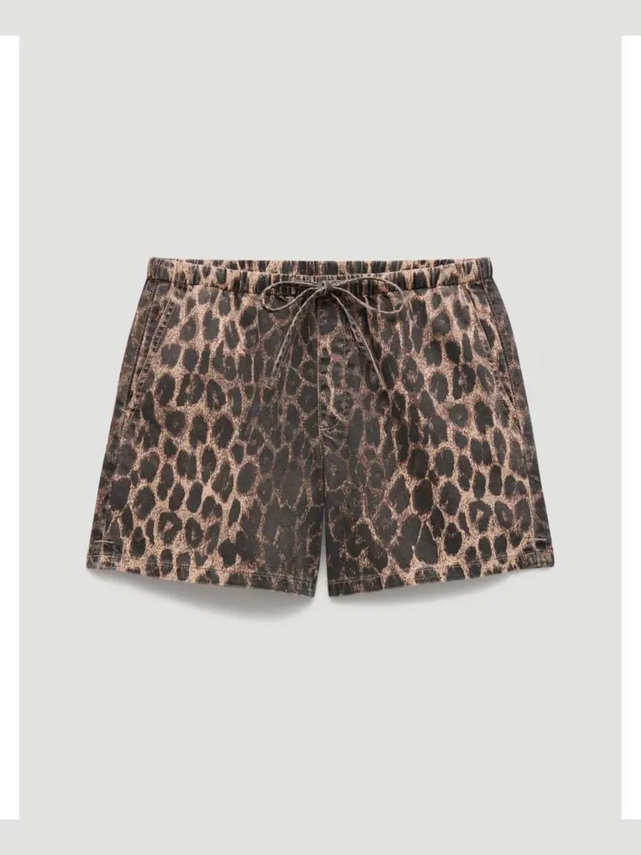 Шорты Betty из денима с эластичным поясом и принтом Leopard Hush — изображение 6 из 6, коричневый