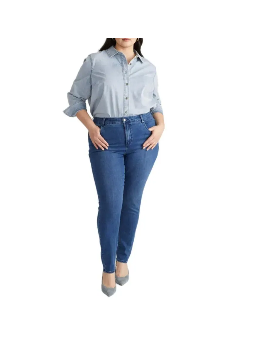 Джинсы скинни с высокой посадкой Seine High Rise Skinny Jeans Universal Standard — изображение 1 из 7, синий