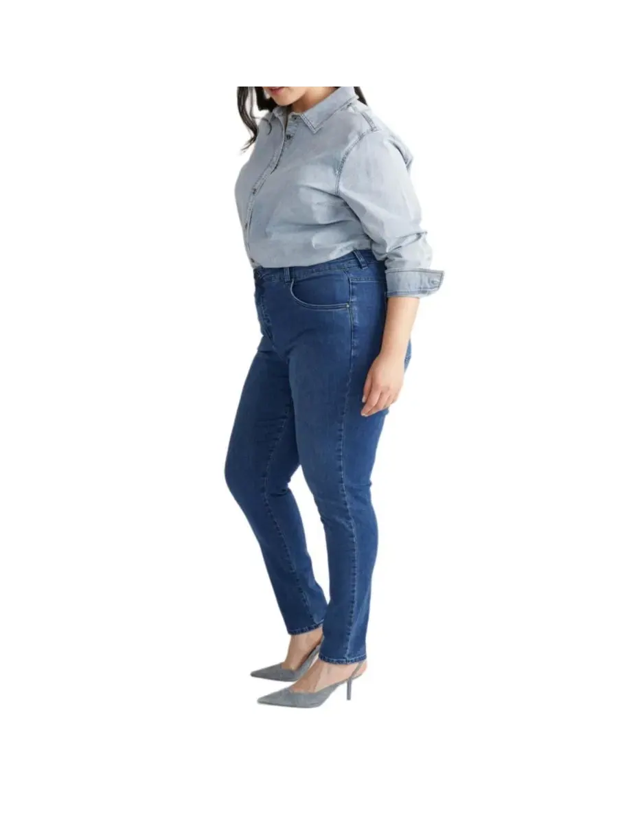 Джинсы скинни с высокой посадкой Seine High Rise Skinny Jeans Universal Standard — изображение 2 из 7, синий