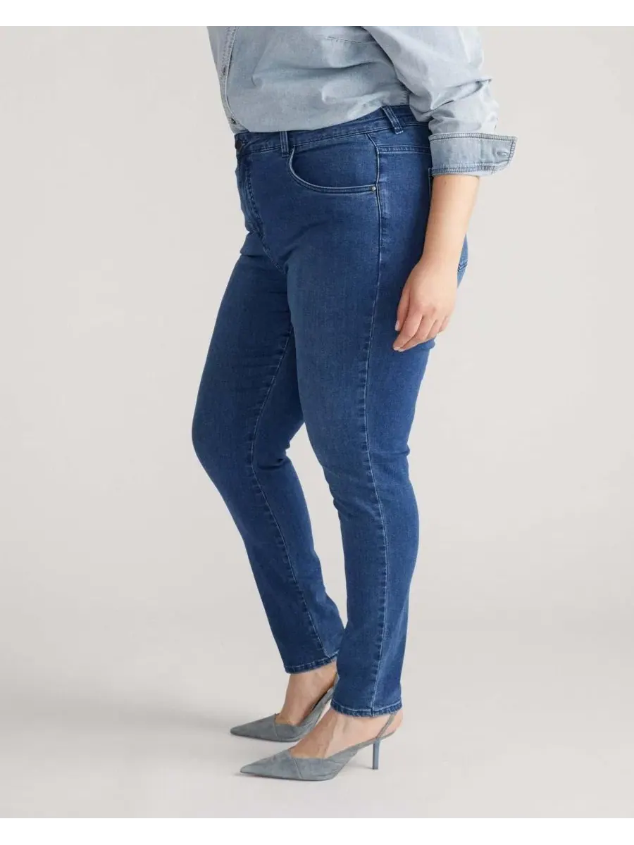 Джинсы скинни с высокой посадкой Seine High Rise Skinny Jeans Universal Standard — изображение 4 из 7, синий