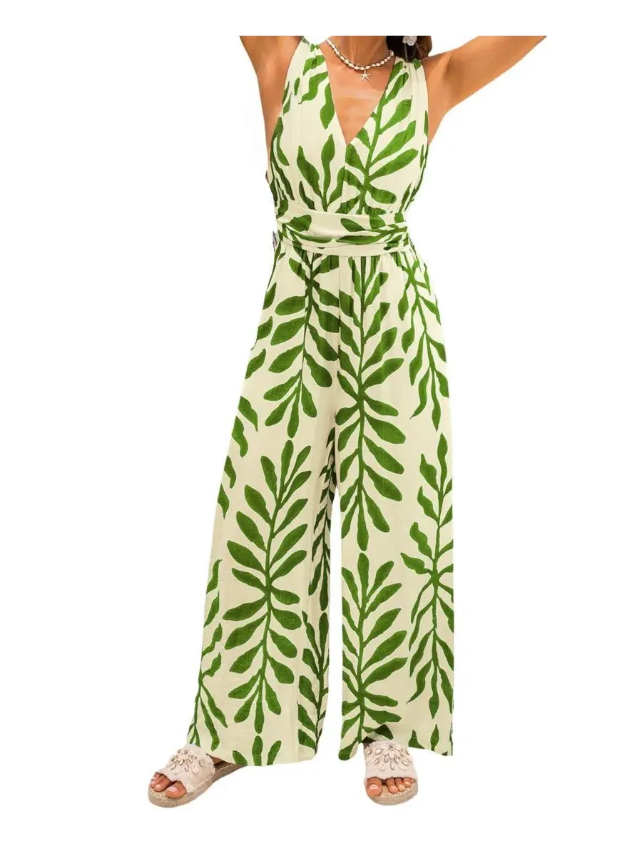 Комбинезон-трапеция Yachting Tropical Cupshe — изображение 2 из 3, зеленый