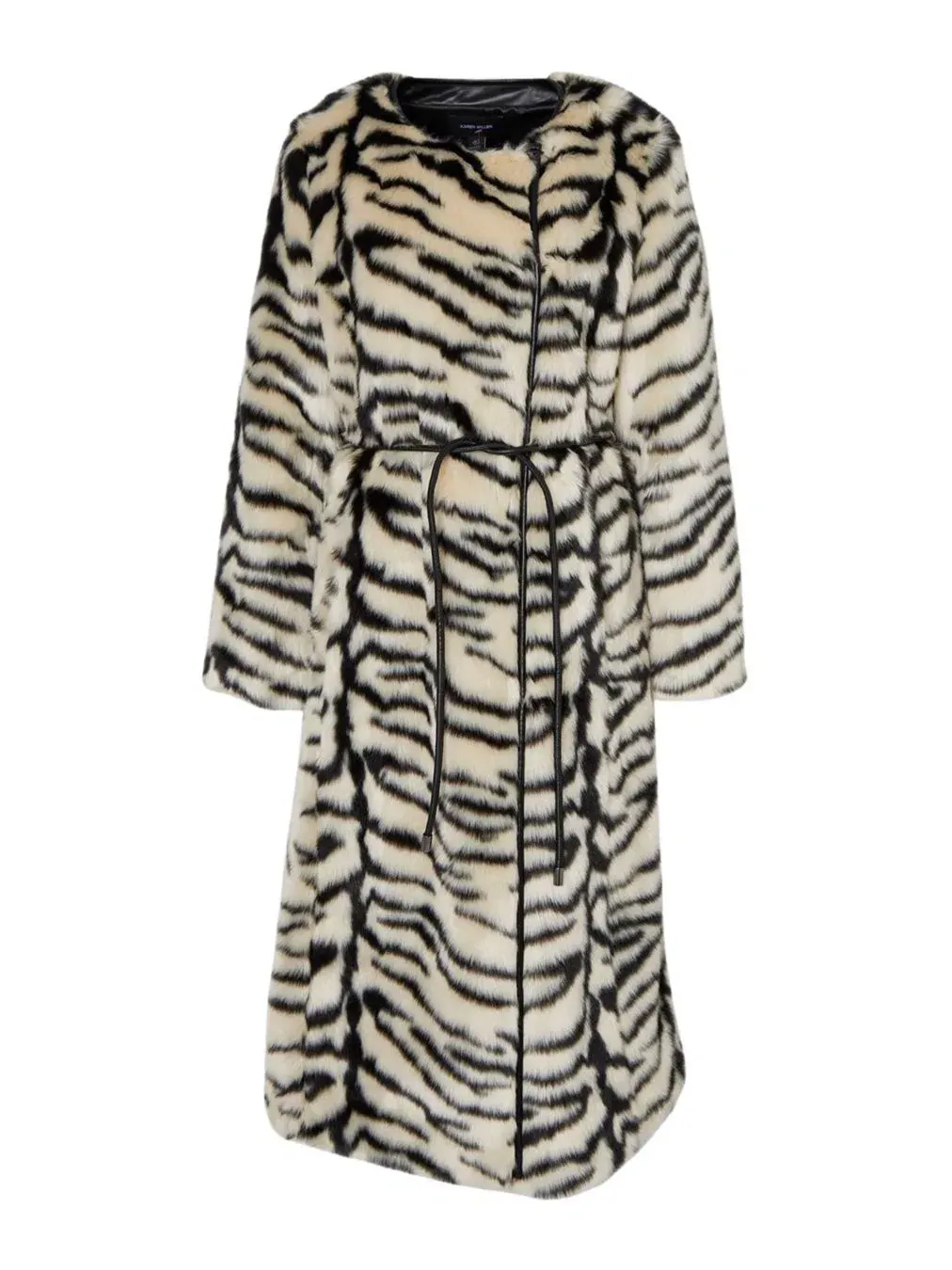 Пальто миди из искусственного меха с поясом, модель Zebra Print Karen Millen — изображение 5 из 8, мульти