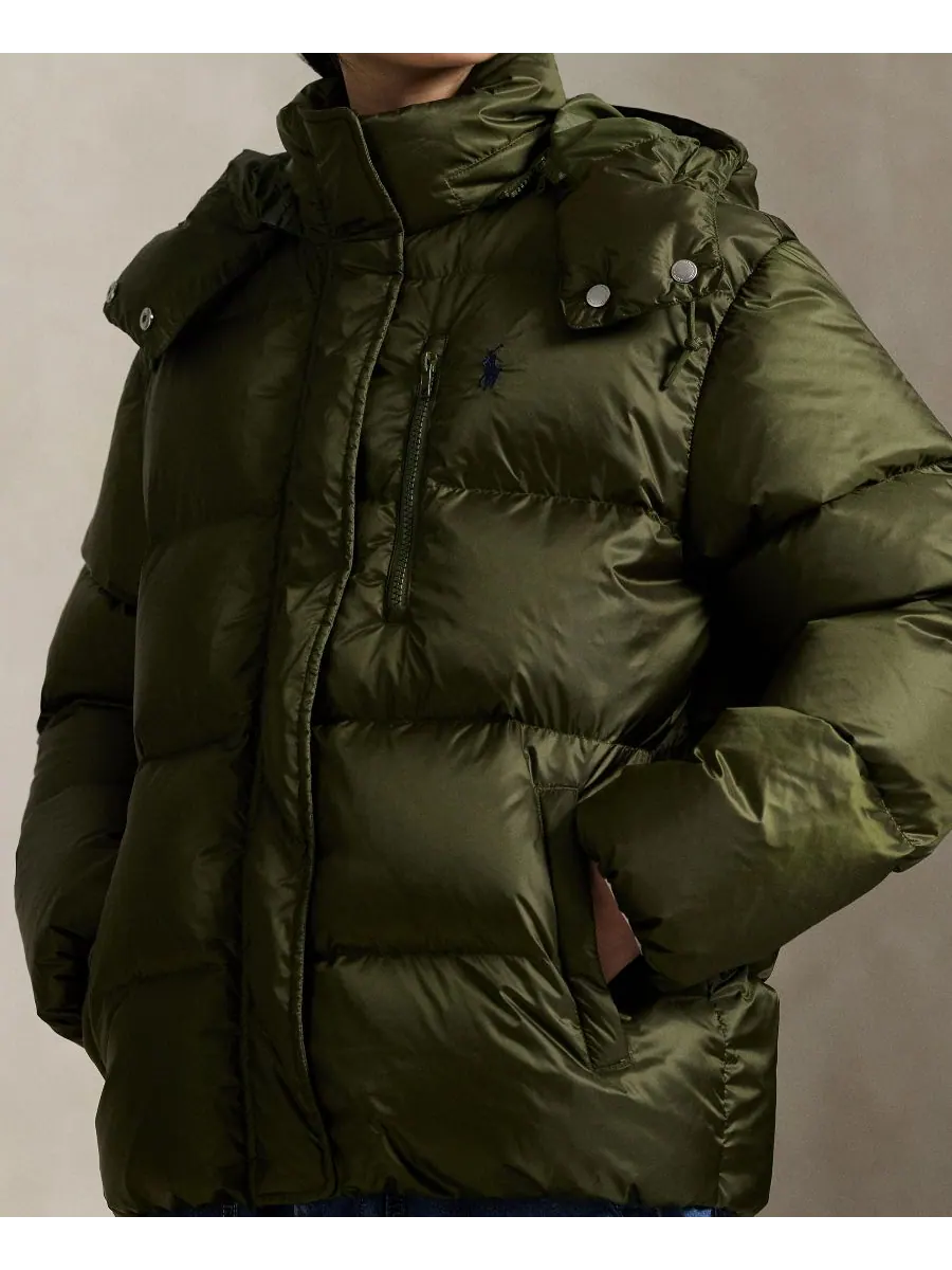 Женская водоотталкивающая стеганая куртка с длинными рукавами Polo Ralph Lauren — изображение 4 из 6, оливковый