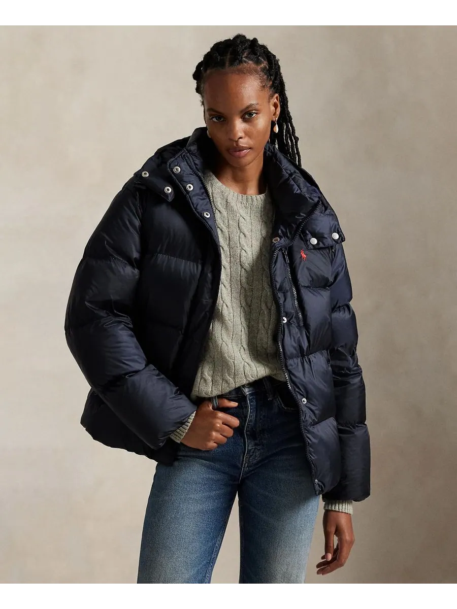 Женская водоотталкивающая стеганая куртка с длинными рукавами Polo Ralph Lauren — изображение 1 из 6, темно-синий