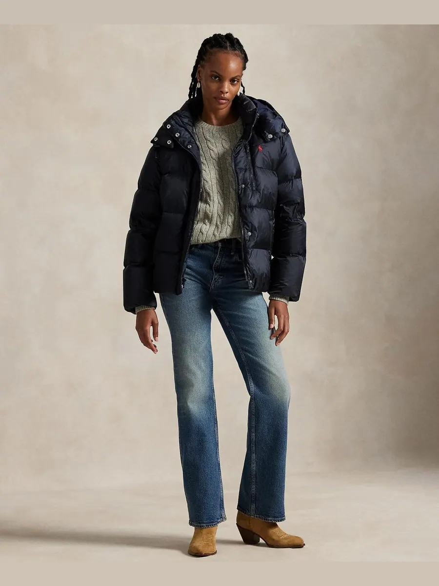 Женская водоотталкивающая стеганая куртка с длинными рукавами Polo Ralph Lauren — изображение 2 из 6, темно-синий