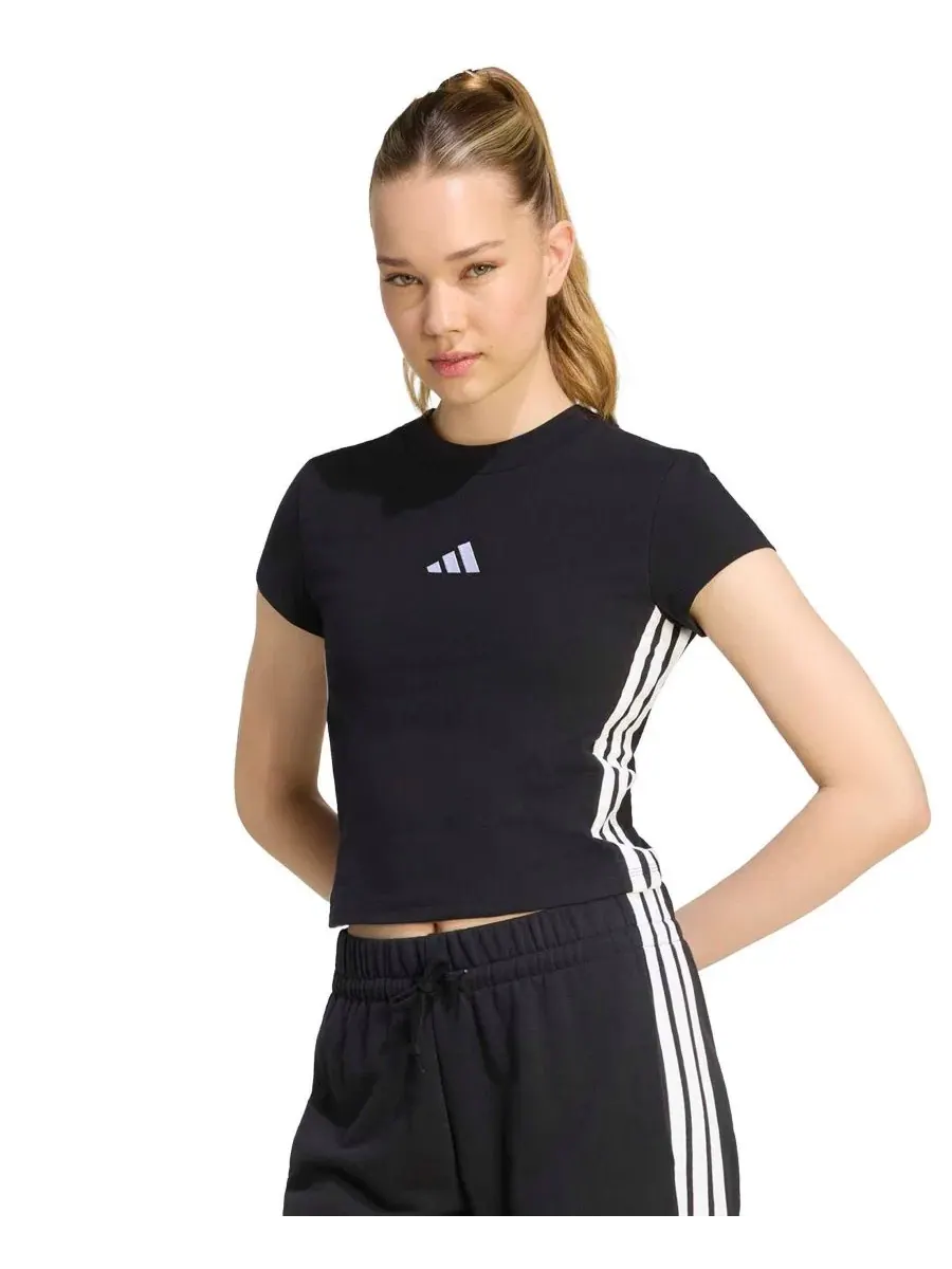 Женская футболка-поло с коротким рукавом, с логотипом adidas — изображение 3 из 6, черный/белый