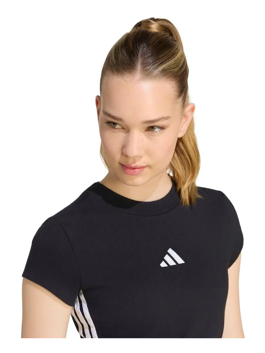 Женская футболка-поло с коротким рукавом, с логотипом adidas — изображение 4 из 6, черный/белый