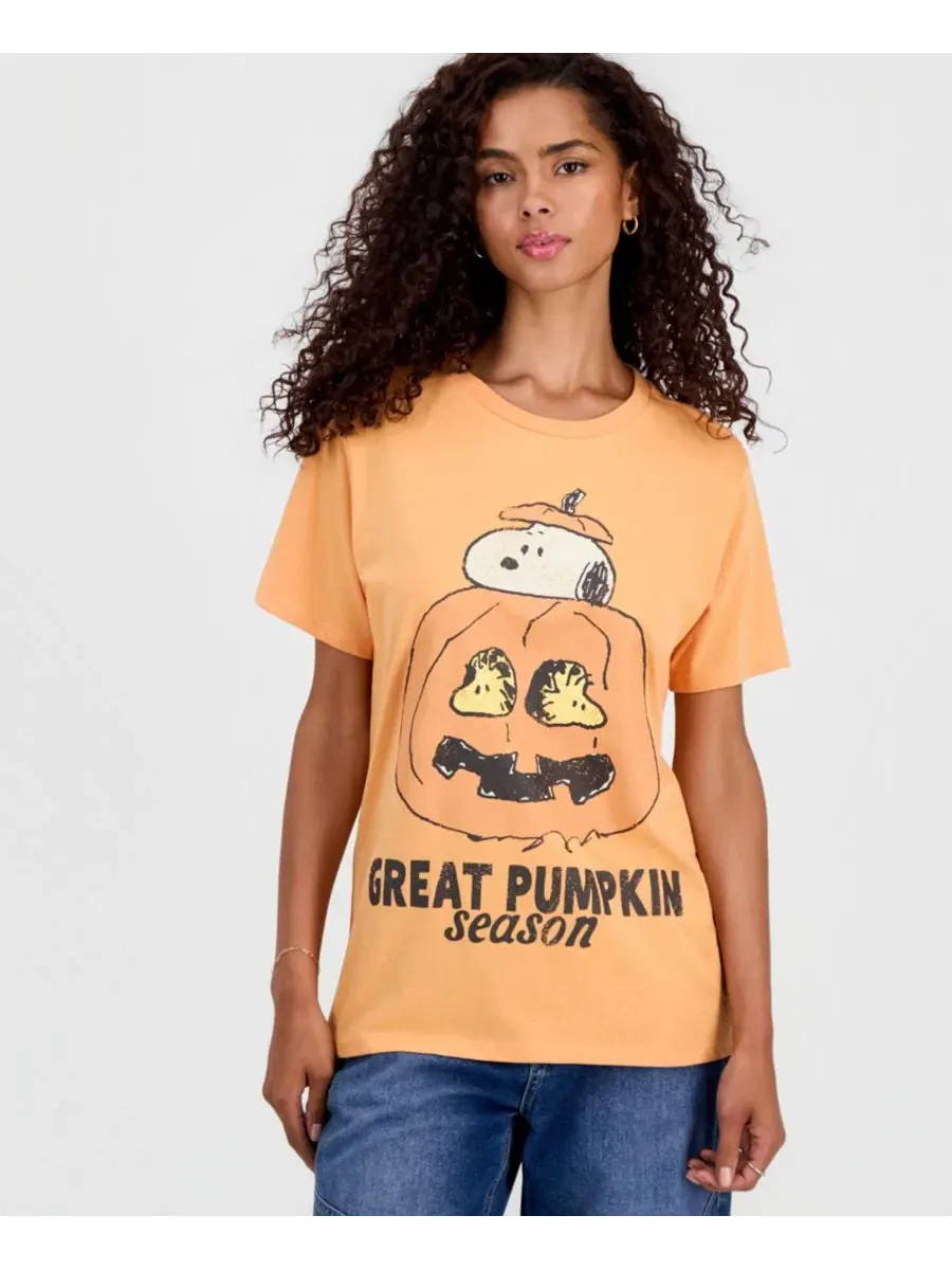 Футболка с принтом Snoopy Pumpkin Grayson Threads, The Label — золотистый