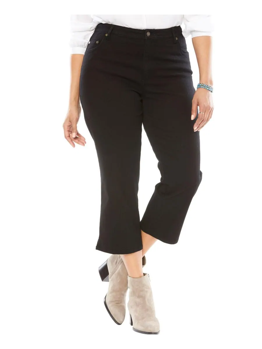 Женские джинсы-капри Within Stretch Denim с пятью карманами Woman Within — изображение 1 из 3, черный джинсовый синий