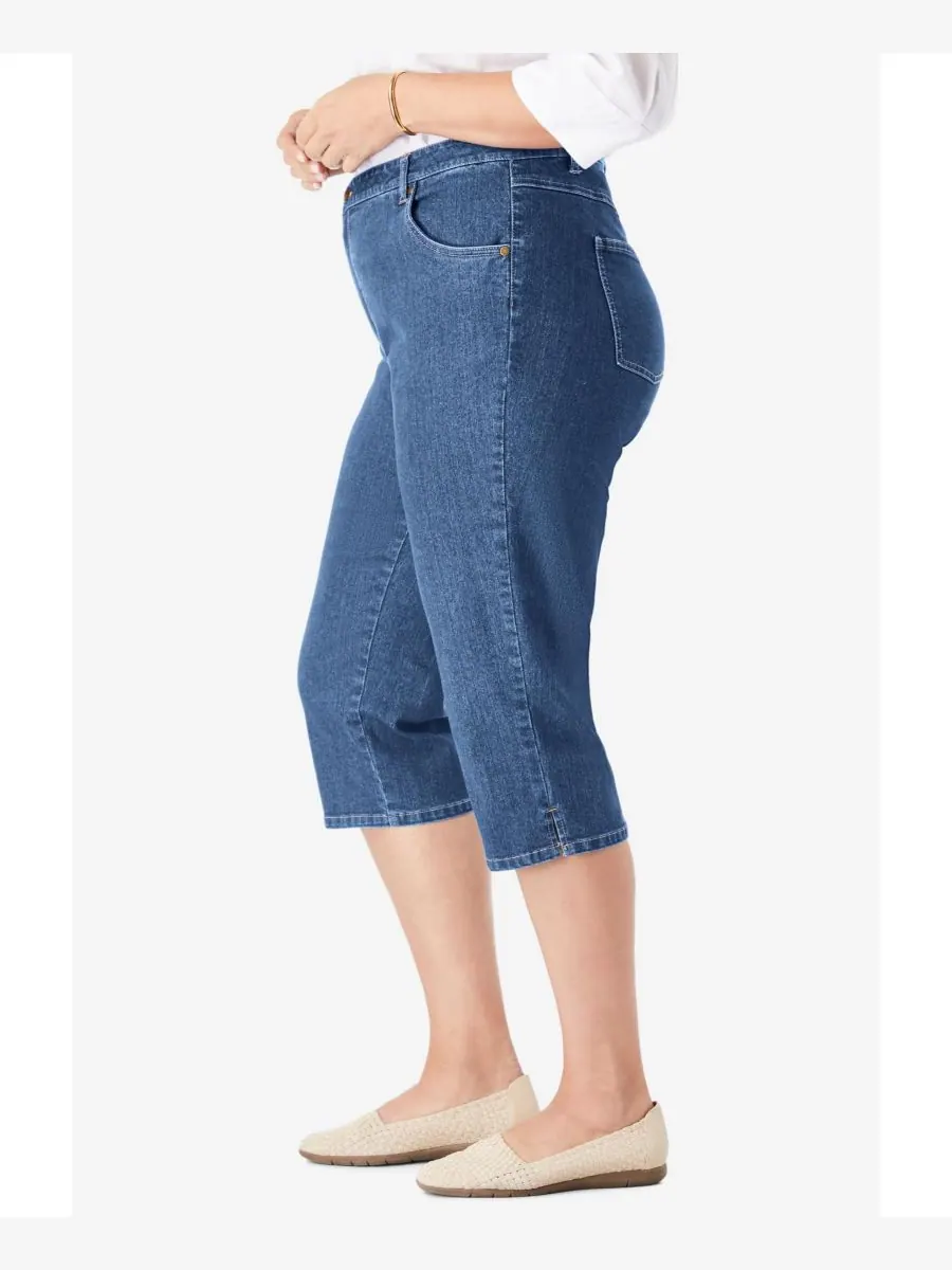Женские джинсы-капри Within Stretch Denim с пятью карманами Woman Within — изображение 2 из 3, синий