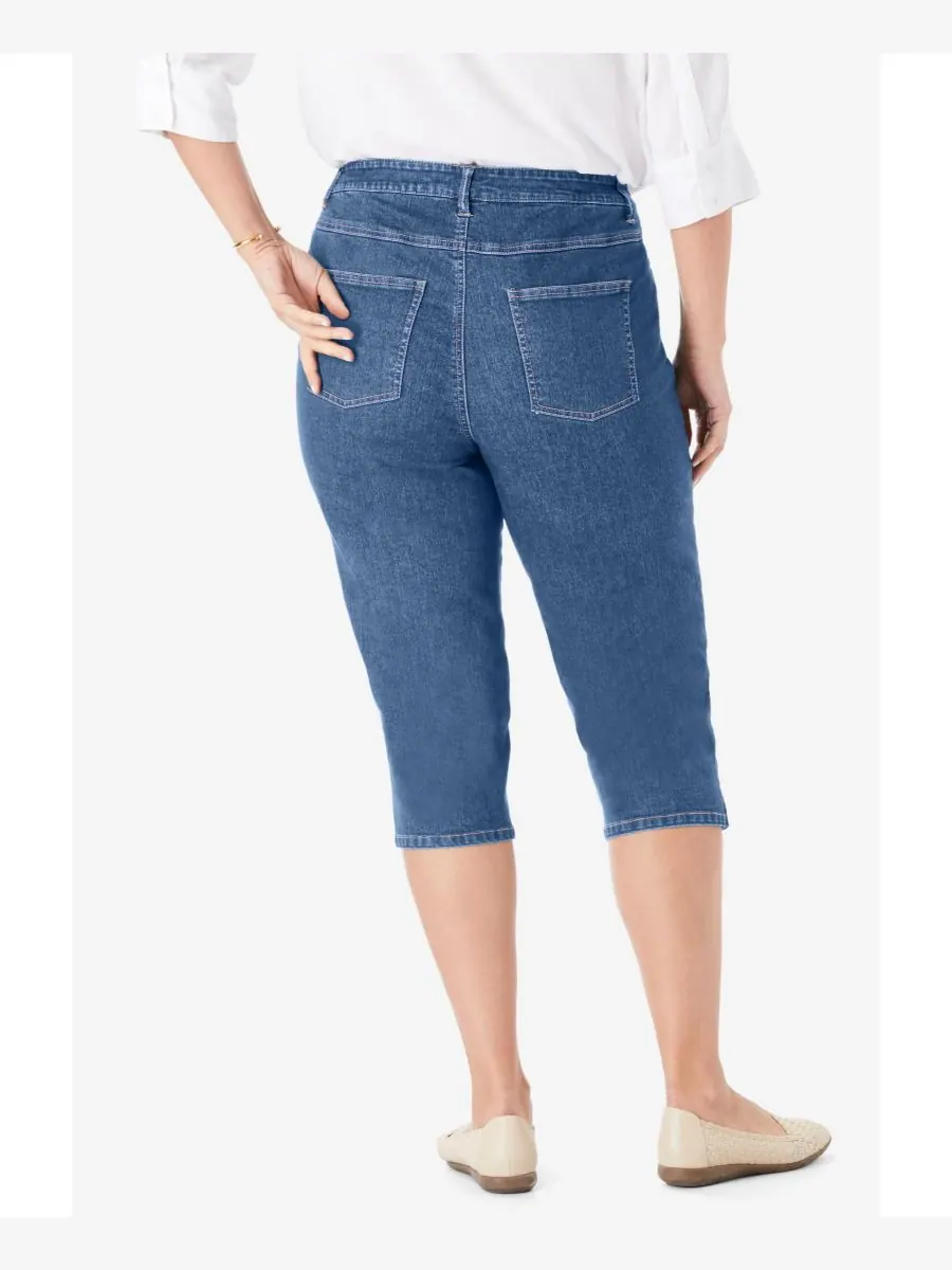 Женские джинсы-капри Within Stretch Denim с пятью карманами Woman Within — изображение 3 из 3, синий