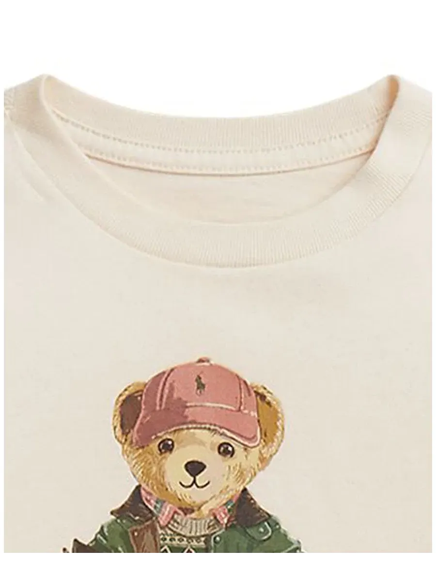 Комплект из футболки и джоггеров Polo Bear Polo Ralph Lauren — изображение 3 из 4, кремовый