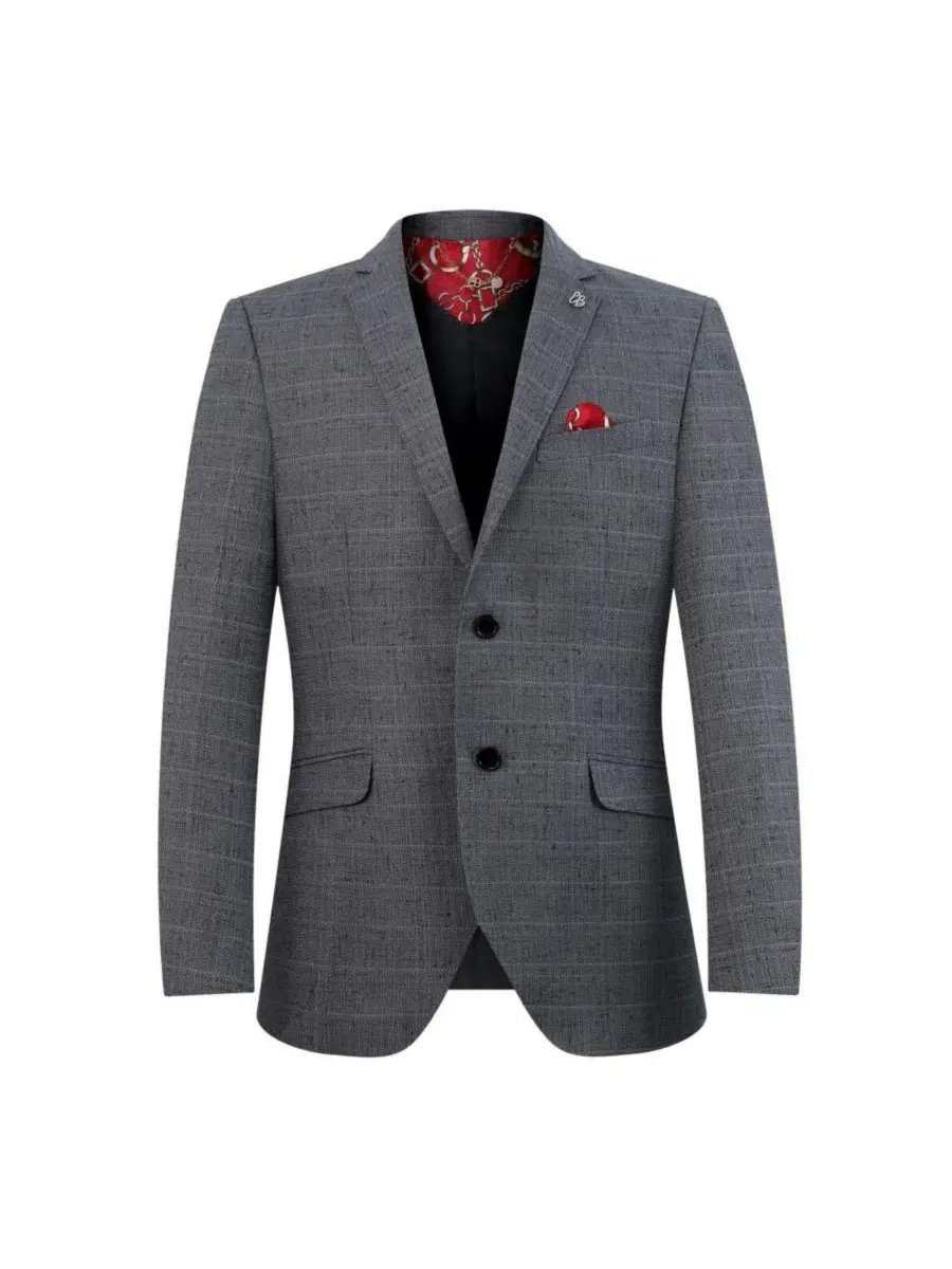 Мужской пиджак спортивный с меланжевой текстурой, Slim Fit Elie Balleh — изображение 3 из 5, серый