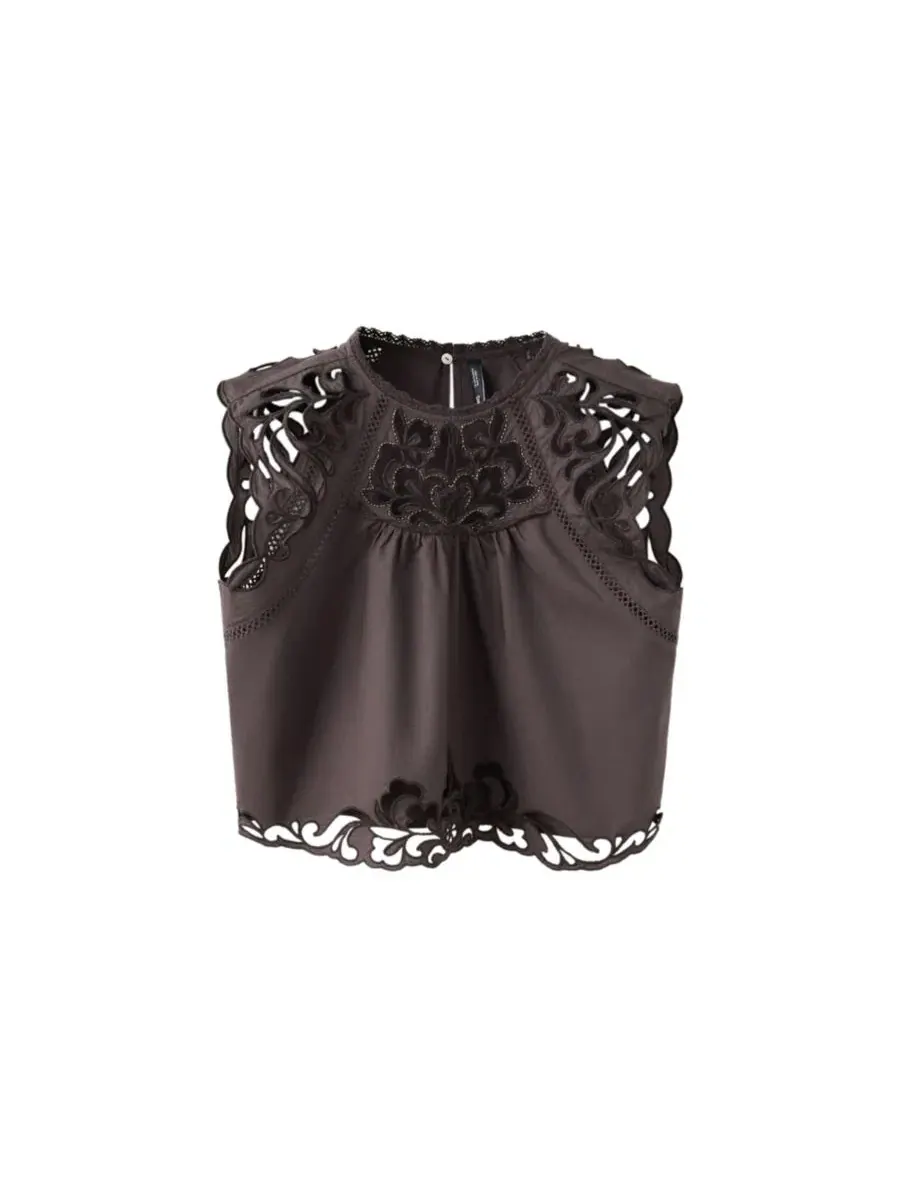 Женский хлопковый топ с вышивкой Openwork MANGO