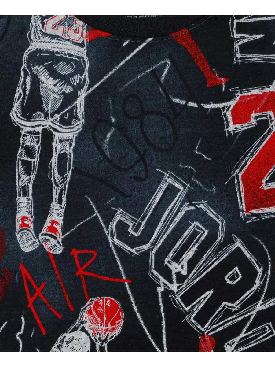 Футболка с коротким рукавом и принтом Notebook Doodle Jordan — изображение 3 из 3, черный