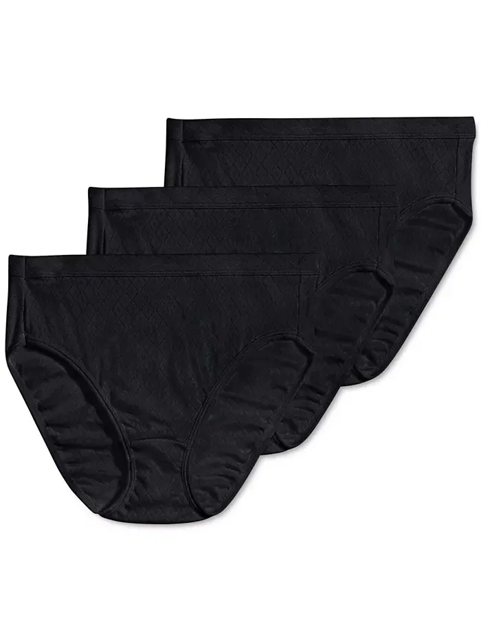 Трусы Elance Cotton French Cut Underwear 3-Pk 1541, Extended Sizes Jockey — изображение 1 из 4, черный/черный/черный