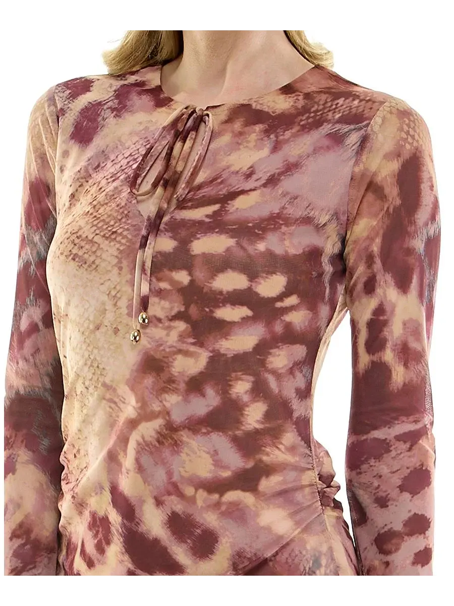 Платье мини с сетчатым принтом, модель Mesh Animal Print RARE — изображение 3 из 5, мульти