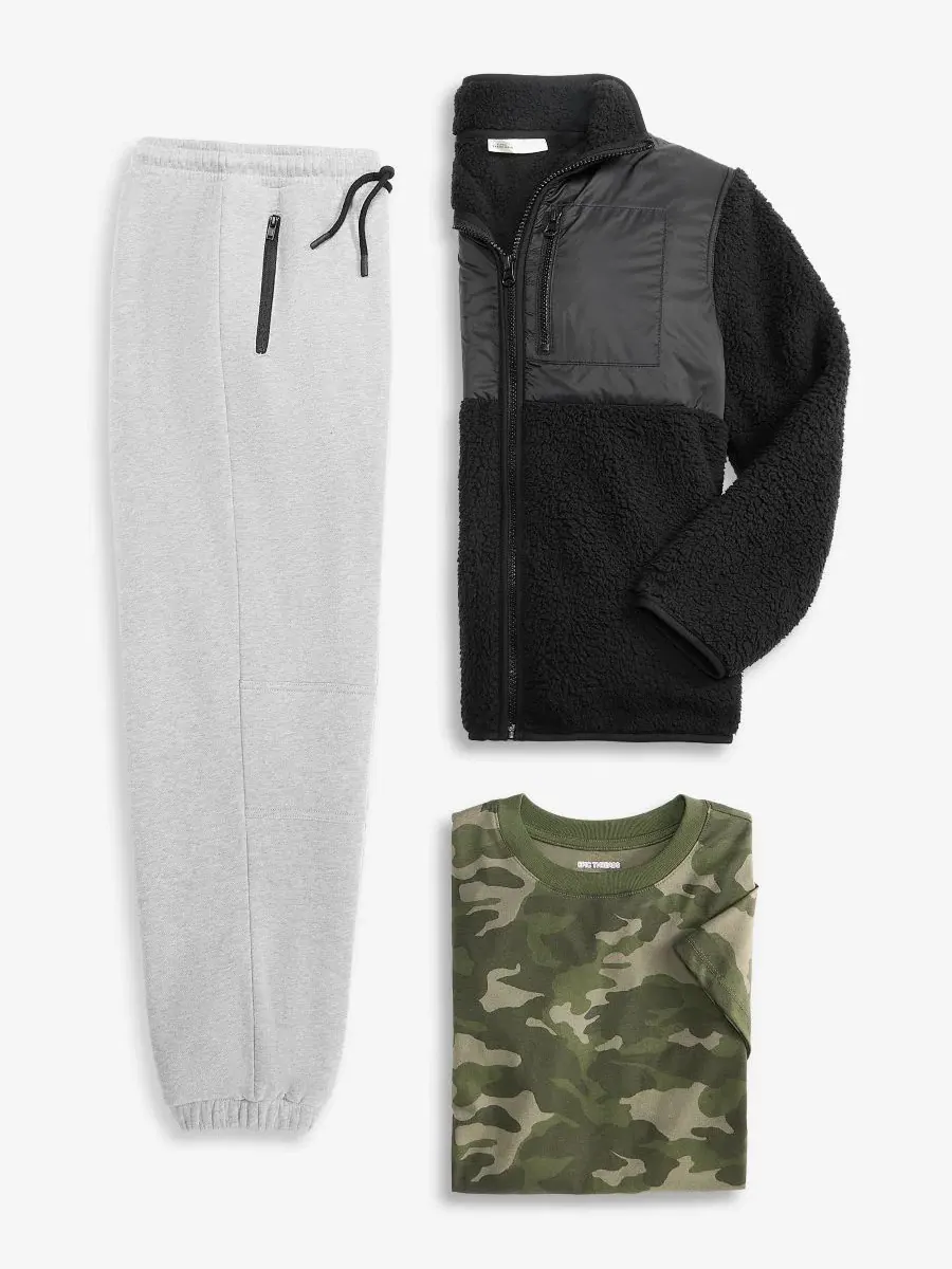 Комплект из худи, футболки с полосками и джоггеров из флиса Brooklyn Epic Threads, Camo Dude — изображение 19 из 20