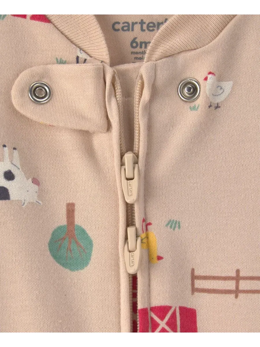 Детский комбинезон-слип Cotton 2-Way Zip Sleep & Play Carter's — изображение 3 из 5, бежевый