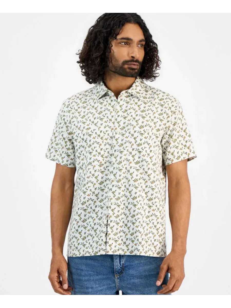 Мужская рубашка с коротким рукавом Victor Ditsy Floral Sun + Stone — белый