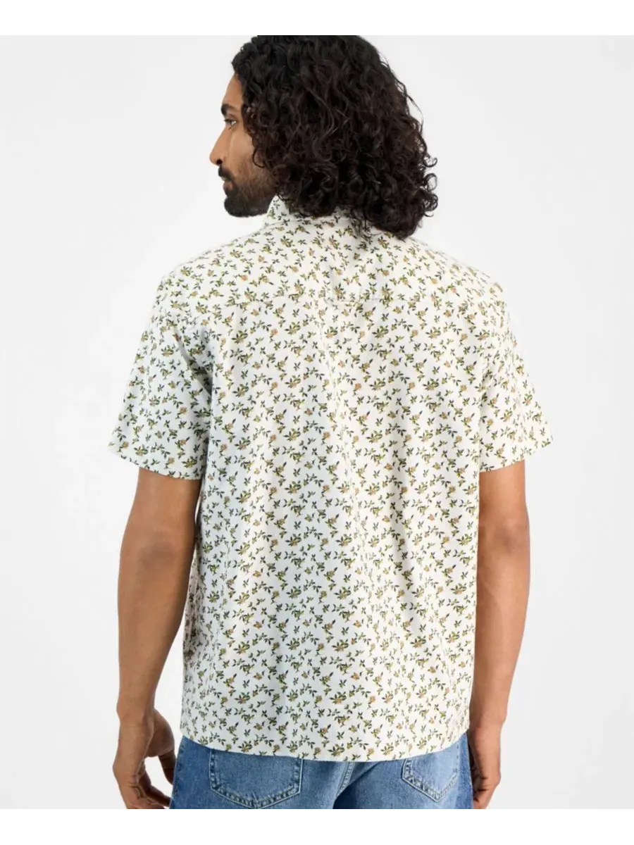 Мужская рубашка с коротким рукавом Victor Ditsy Floral Sun + Stone — изображение 3 из 3, винтажный белый