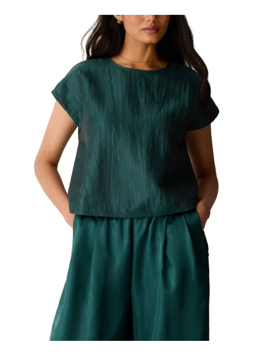 Блуза с круглым вырезом и коротким рукавом, фактурная Eileen Fisher