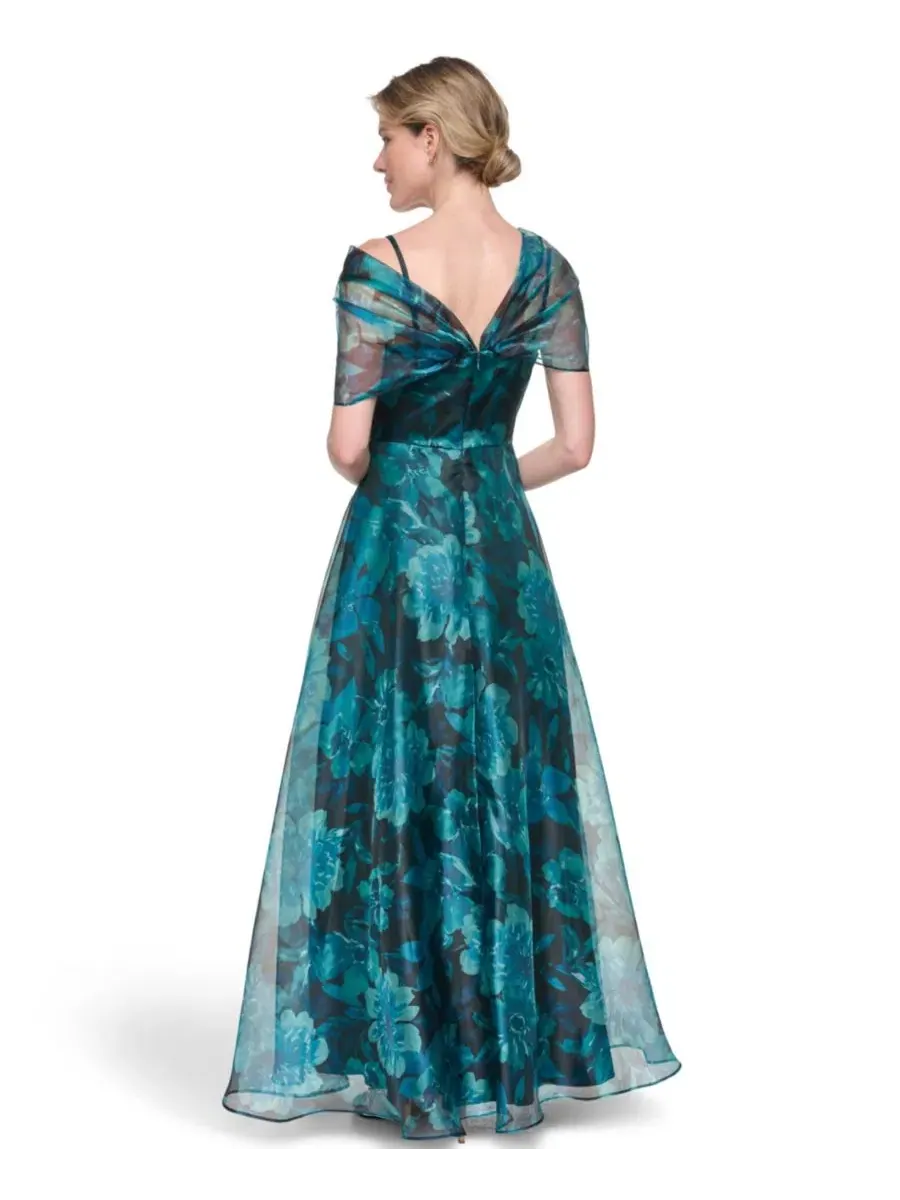 Платье-бальное асимметричное с кап-рукавом Petite Asymmetric Neck Cap-Sleeve Ball Gown Eliza J — изображение 5 из 5