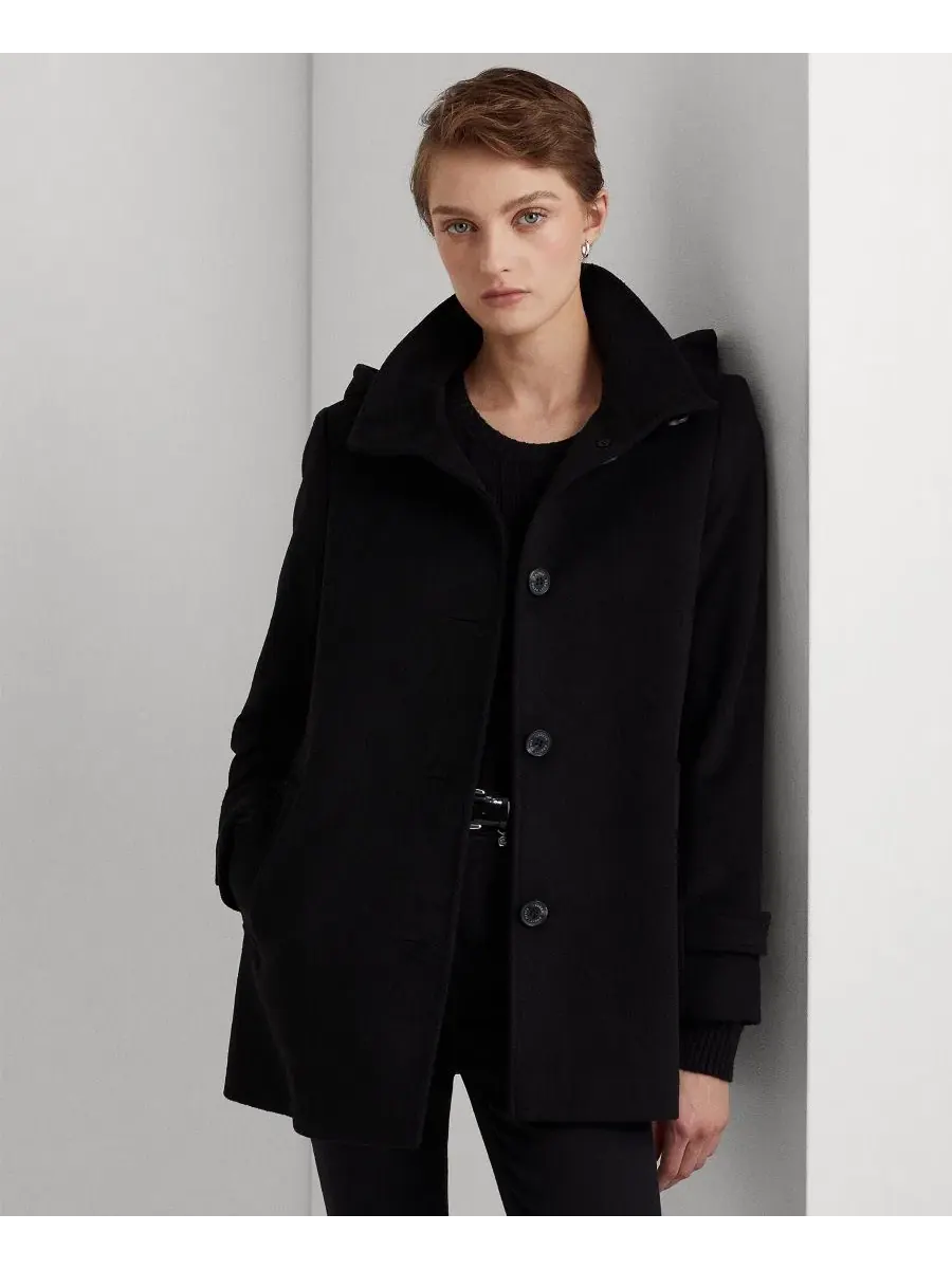 Пальто-трапеция с капюшоном, шерстяное Lauren Ralph Lauren — изображение 1 из 4, черный