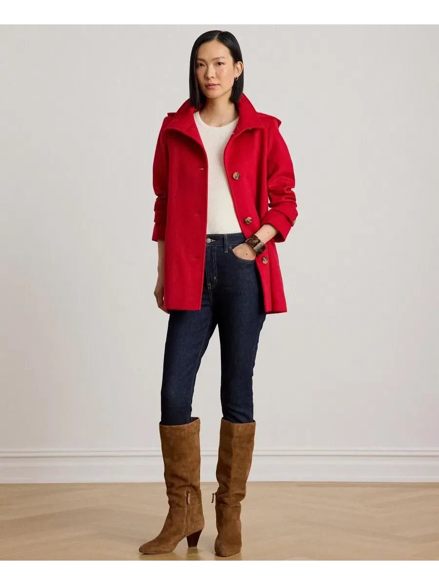 Пальто-трапеция с капюшоном, модель Icon Hooded A-Line Coat Lauren Ralph Lauren — изображение 2 из 5, красный