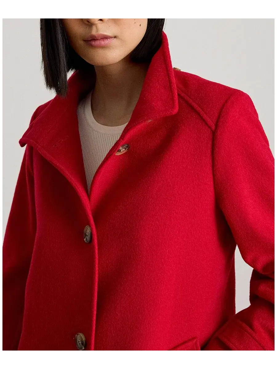 Пальто-трапеция с капюшоном, модель Icon Hooded A-Line Coat Lauren Ralph Lauren — изображение 3 из 5, красный