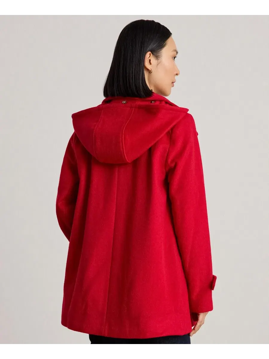 Пальто-трапеция с капюшоном, модель Icon Hooded A-Line Coat Lauren Ralph Lauren — изображение 4 из 5, красный