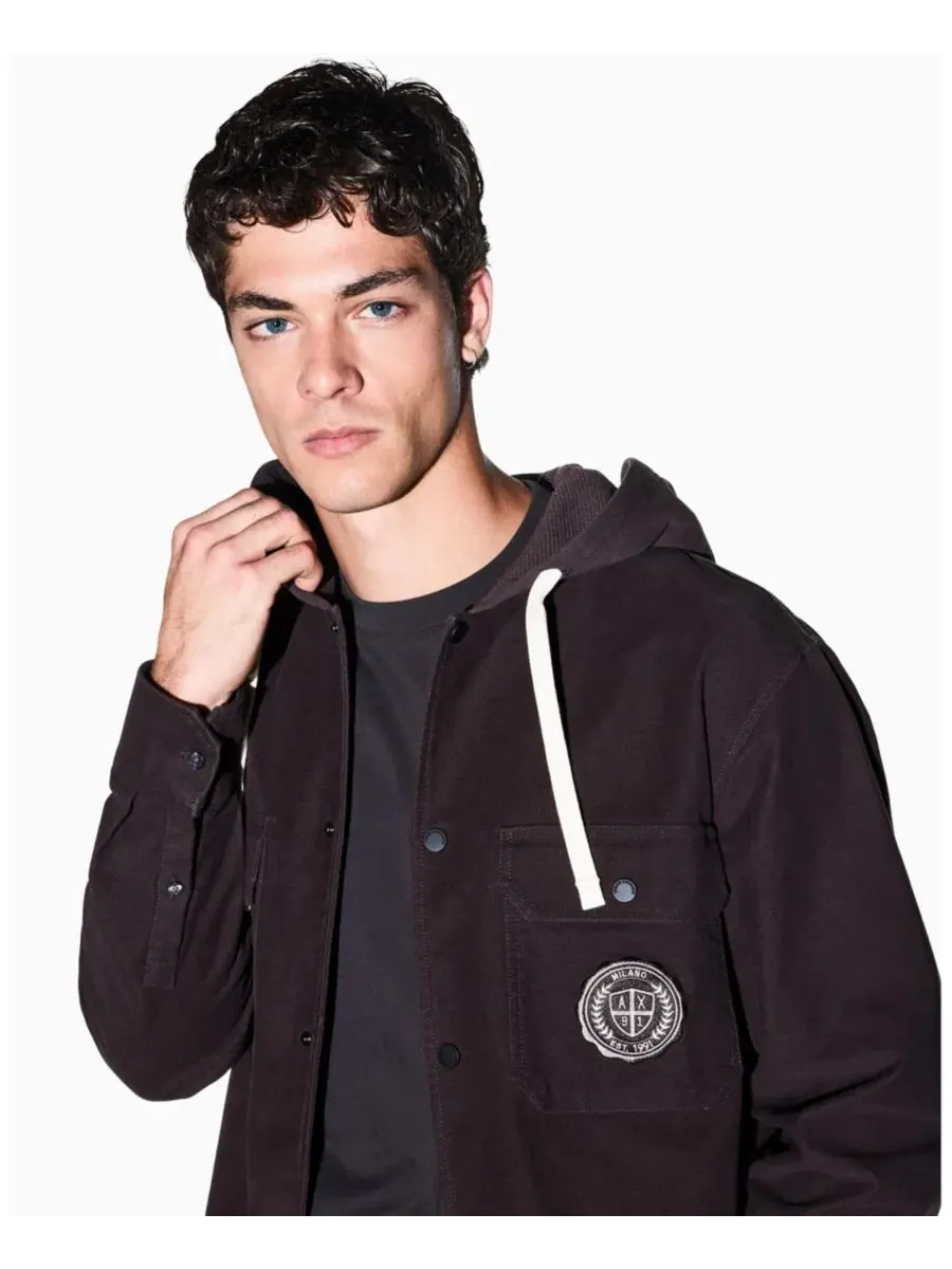 Куртка-рубашка с капюшоном Crossover Hooded A|X Armani Exchange — изображение 8 из 8, черный