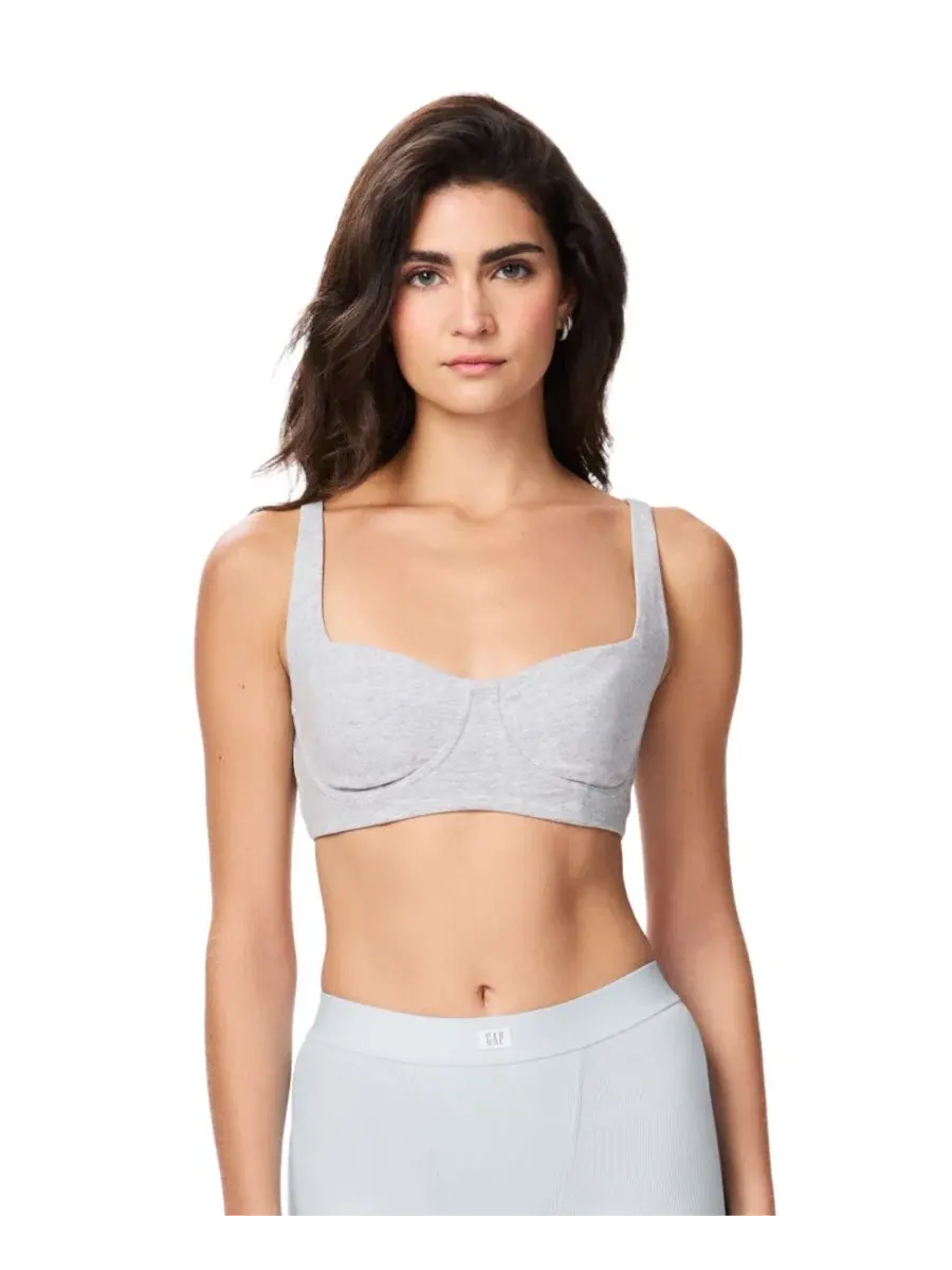 Бюстгальтер-бралетт с мягкой чашкой GAP Gapbody Cotton Bralette GPW00295 — изображение 2 из 7, светлый серый