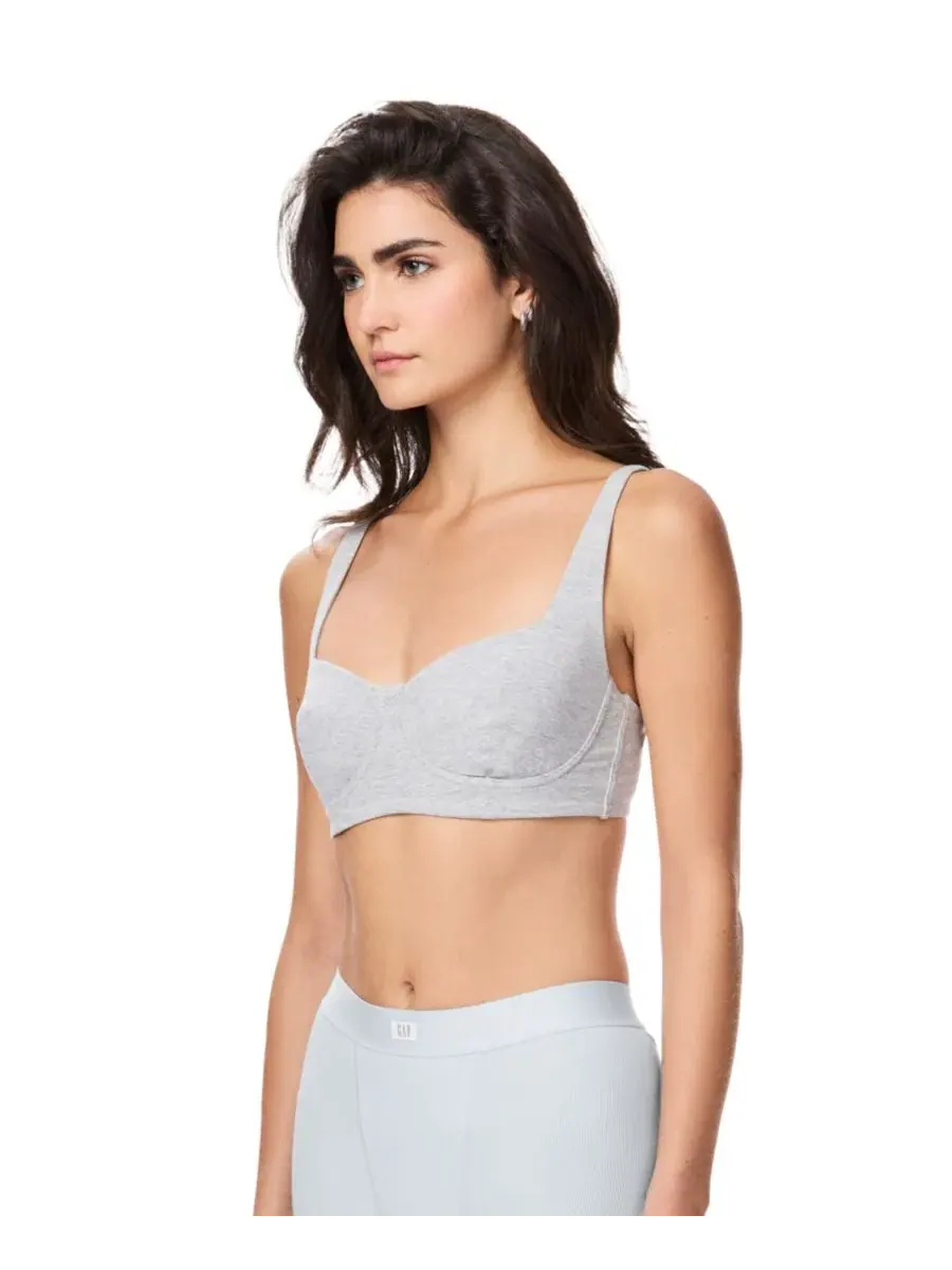 Бюстгальтер-бралетт с мягкой чашкой GAP Gapbody Cotton Bralette GPW00295 — изображение 3 из 7, светлый серый