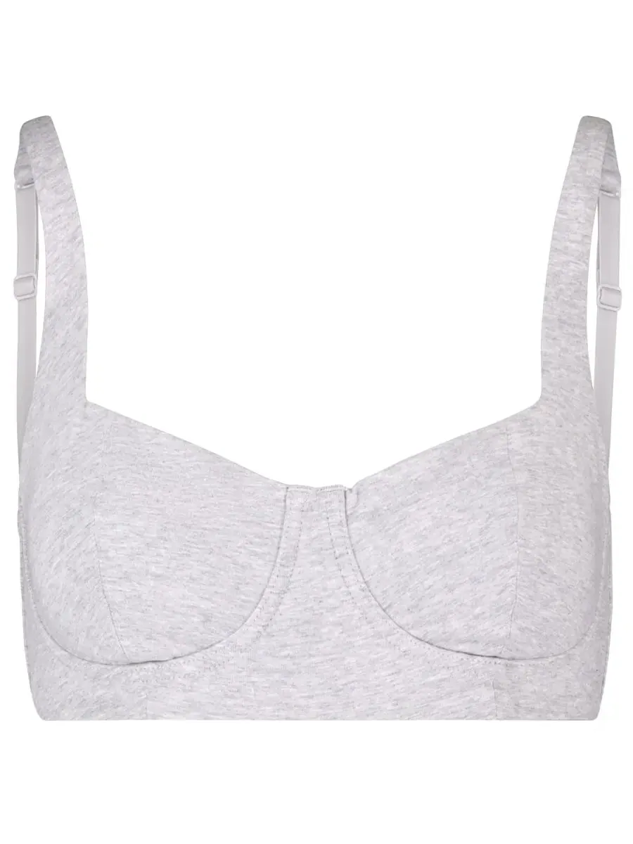 Бюстгальтер-бралетт с мягкой чашкой GAP Gapbody Cotton Bralette GPW00295 — изображение 6 из 7, светлый серый