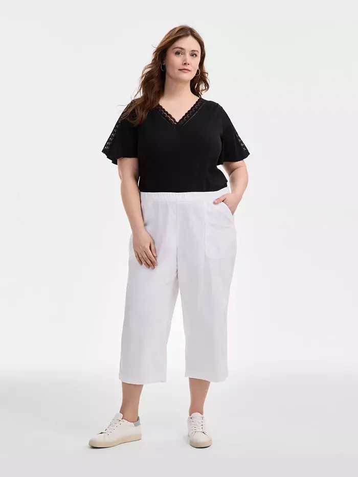 Брюки укороченные на резинке больших размеров Style & Co