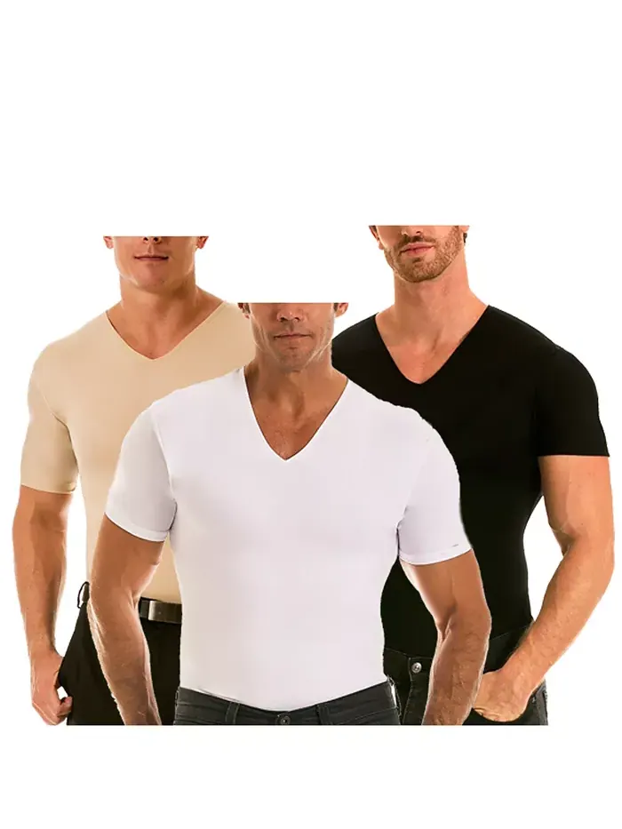 Insta Slim Мужские Футболки с V-образным вырезом и коротким рукавом, компрессионные, 3 шт Instaslim — изображение 2 из 3