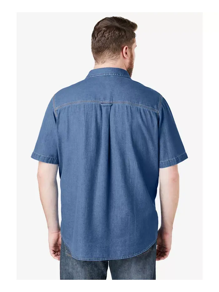 Большая и высокая футболка с коротким рукавом Denim And Twill от KingSize Boulder Creek — изображение 3 из 3, синий