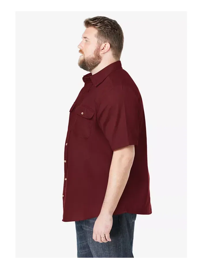 Большая и высокая рубашка с коротким рукавом Denim And Twill от KingSize Boulder Creek — изображение 3 из 3, красный