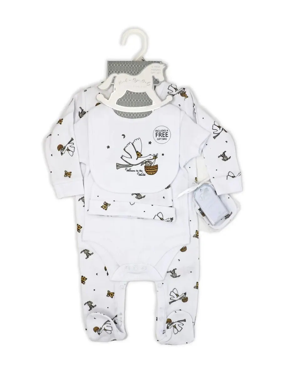 Набор для новорожденных мальчиков и девочек, 7 предметов Rock-A-Bye Baby Boutique — изображение 7 из 8, белый