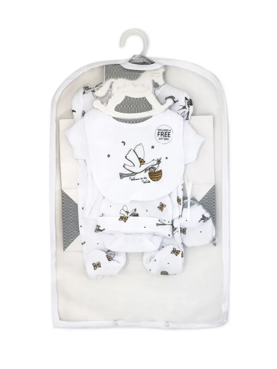 Набор для новорожденных мальчиков и девочек, 7 предметов Rock-A-Bye Baby Boutique — изображение 8 из 8, белый
