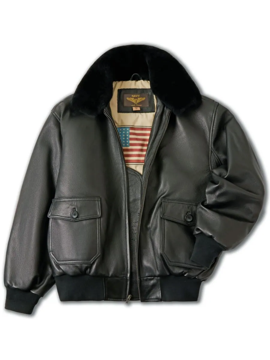 Мужская кожаная куртка-бомбер G-1 для полетов Landing Leathers — изображение 1 из 3, черный