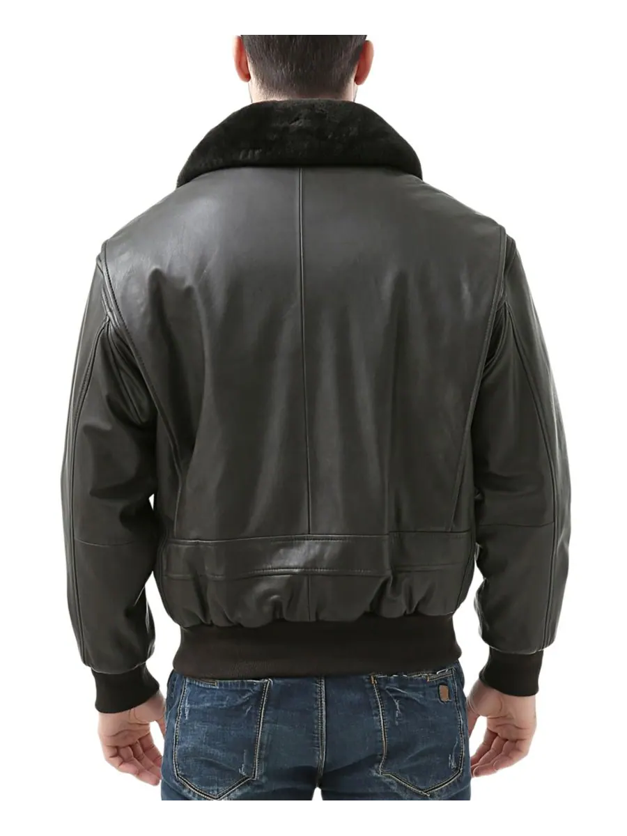 Мужская кожаная куртка-бомбер G-1 для полетов Landing Leathers — изображение 2 из 3, черный