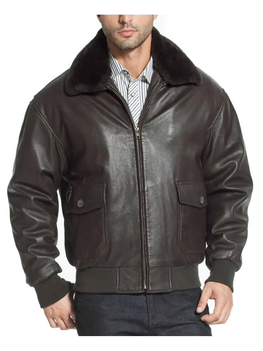 Мужская кожаная куртка-бомбер G-1 для полетов Landing Leathers — коричневый