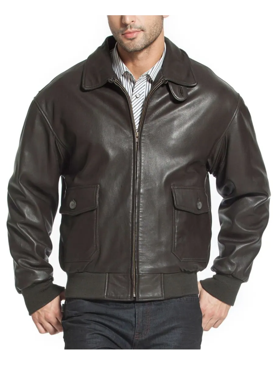 Мужская кожаная куртка-бомбер G-1 для полетов Landing Leathers — изображение 3 из 3, коричневый